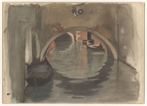 Utsikt under en buebro i Venezia av Willem Arnoldus Witsen