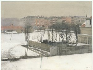 Utsikt over Oosterpark i snøen av Willem Arnoldus Witsen
