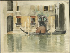 Gondol foran et venetiansk hus av Willem Arnoldus Witsen