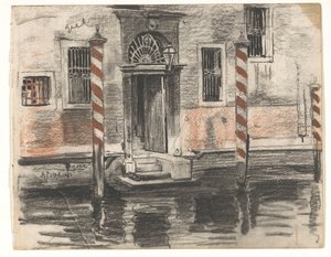 Hus på Canale Grande i Venezia, med fargenotater av Willem Arnoldus Witsen