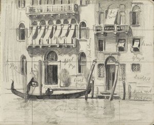 Hus med markiser over balkongene på Canal Grande i Venezia av Willem Arnoldus Witsen
