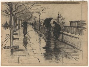 Regn, Thames Embarkment i London av Willem Arnoldus Witsen