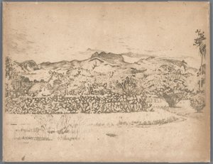 Utsikt over vulkanen De Kloet, Gambar av Willem Arnoldus Witsen
