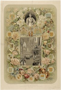 Til minne om den høytidelige kroningen av HM Dronning Wilhelmina, i Nieuwe Kerk i Amsterdam - 6. september 1898 (tittel på objekt) av Willem Zwart