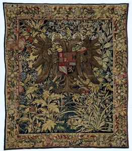 Tapet med armene til keiser Charles V Verdure med våpenskjoldet til keiser Charles V av Willem de Pannemaker