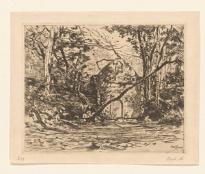 Ruin i en skog Ruin med rykket tre (Lage Vuursche) (original tittel)