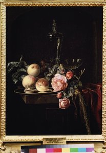 ""Stilleben av roser og ferskener"" (Roser og fersken) Maleri av Willem van Aelst (1625-cirka 1683) 1659 Pushkin-museet, Moskva av Willem van Aelst