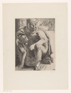 jeger med hund av Willem van Konijnenburg (signed by artist)