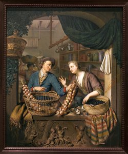 Løkselger. Maleri av Willem van Mieris (1662-1747), olje på tre