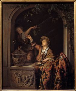 såpebobler. Maleri av Willem Van Mieris (1662 - 1747)