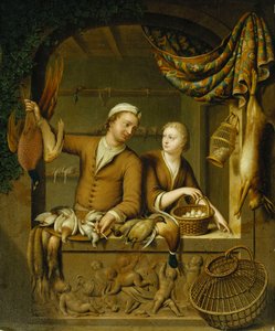 Fjærkreselgerne, 1727 av Willem Van Mieris