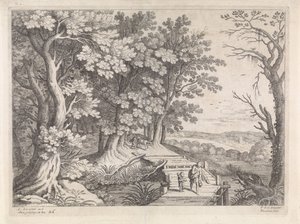 Landskap med Abraham og Isak Italienske landskap (serietittel) av Willem van Nieulandt (II)