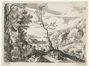 Landskap med Juda og Tamar italienske landskap (serietittel) av Willem van Nieulandt (II)