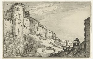 Landskap med romerske ruiner Romerske ruiner og kystlandskap (serie 1) (serietittel) av Willem van Nieulandt (II)