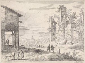 Landskap med den barmhjertige samaritan på Inn Italian Landscapes (serietittel) av Willem van Nieulandt (II)