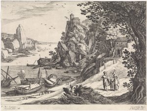 Landskap med utvisningen av Hagar og Ismael Italienske landskap (serietittel) av Willem van Nieulandt (II)