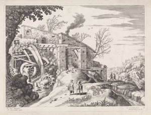 Landskap med en vannmølle og den barmhjertige samaritan Italienske landskap (serietittel)