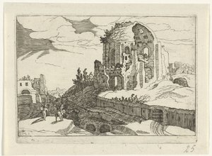 Nymphaeum i Roma Romeinse ruïnes (serie 2) (serietittel) av Willem van Nieulandt (II)