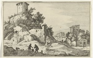 Ruin av et tårn Romerske ruiner og kystlandskap (serie 1) (serietittel) av Willem van Nieulandt (II)