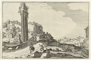 Castor og Pollux tempel Romerske ruiner og kystlandskap (serie 1) (serietittel) av Willem van Nieulandt (II)