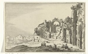 Diokletians bad Romerske ruiner og kystlandskap (serie 1) (serietittel) av Willem van Nieulandt (II)