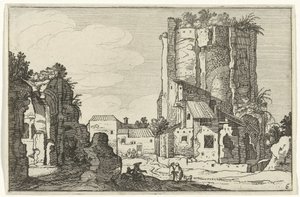 To ruiner Romerske ruiner og kystlandskap (serie 1) (serietittel) av Willem van Nieulandt (II)