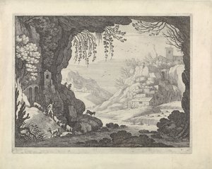 Landskapsutsikt fra hulen av Willem van Nieulandt (II)