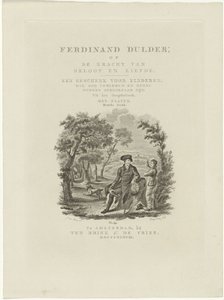 Sittende reisende og en gutt i et landskap Tittelside for: J.G. Tobler, Ferdinand Dulder, 1838