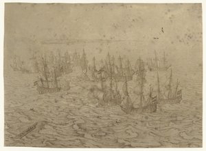 Sjøkamp utenfor en kyst av Willem van de Velde (I) (possibly)