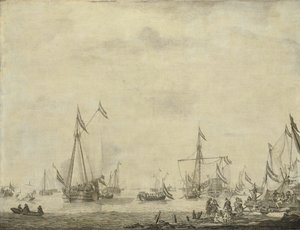 Royal Yacht and State Yacht Seil fra Moerdijk med Charles II, konge av England, om bord, 1660