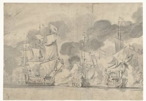 Slaget ved Lowestoft 13. juni 1665 av Willem van de Velde (I)