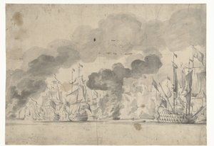 Slaget ved Lowestoft 13. juni 1665 av Willem van de Velde (I)