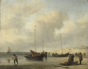 Fishing Boats on Shore (The Shore, Losing a Fishing Smack) av Willem van de Velde (II)