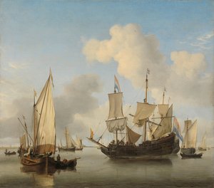 Skip ved anker på kysten av Willem van de Velde (II)