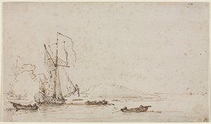 Yacht mottar salutt av Willem van de Velde