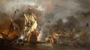 Et engelsk skip i aksjon med Barbary-pirater