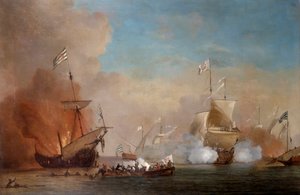 Pirates Attacking a British Navy Ship, 1600-tallet.