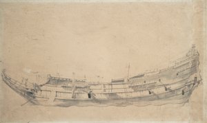 Portrett av en nederlandsk fregatt, ca. 1655 (grafitt, gråvasket)