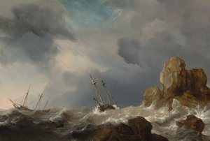 Skip i kuling, 1660. av Willem van de Velde the Younger