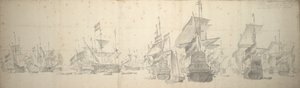 Et krigsråd i den nederlandske flåten utenfor Terschelling, 7.–17. oktober 1658 av Willem van de the Elder Velde