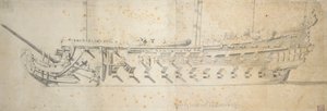 Portrett av «Royal Thérèse» (), et skip med 70 til 80 kanoner bygget som «Paris» i 1670, omdøpt i 1671 og kondemnert i 1690