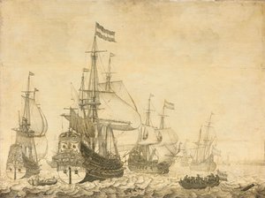 Sjølandskap med de nederlandske krigsmennene