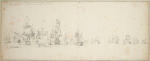 Friesland-skvadronen ligger utenfor kysten av Skottland av Willem van de the Elder Velde