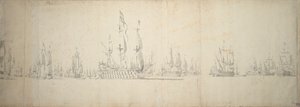 Dagen før slaget ved Lowestoft, 2.–12. juni 1665 av Willem van de the Elder Velde