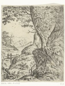 Landskap med trebro av Willem von Bemmel