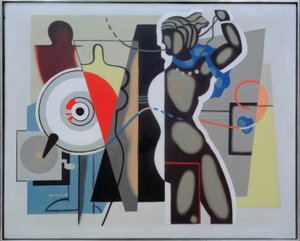 Frau mit erhobenem Arm