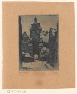 Utsikt over Weisserturm, i Rothenburg ob der Tauber Rothenburg o. T. Weisserturm (tittel på objekt) av Willi Foerster (signed by artist)