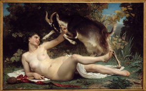 En Bacchante Hun er representert med en geit. Maleri av William Adolphe Bouguereau (1825-1905) 1862 Søn. 1,15 X 1,85 m Bordeaux, Musee des Beaux Arts av William Adolphe Bouguereau
