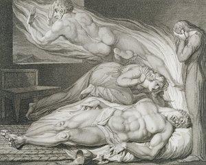 Death of the Strong Wicked Man, pl.6, illustrasjon fra 'The Grave, A Poem' av William Blake (1757-1827), gravert av Luigi Schiavonetti (1765-1810) av William (after) Blake