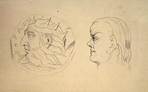 Forsiden av mynten til Nebukadnesar og et hode av kreft, fra J. Varleys 